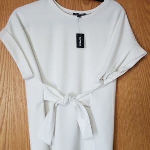 Express White Tie Front Blouse S NWT